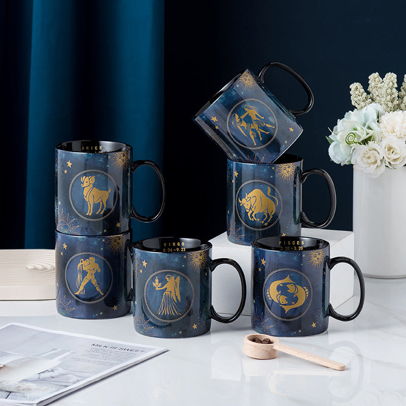 skorter | 12 Zodiac Signs Mug Cobalt Blue Ceramic Coffee Mug