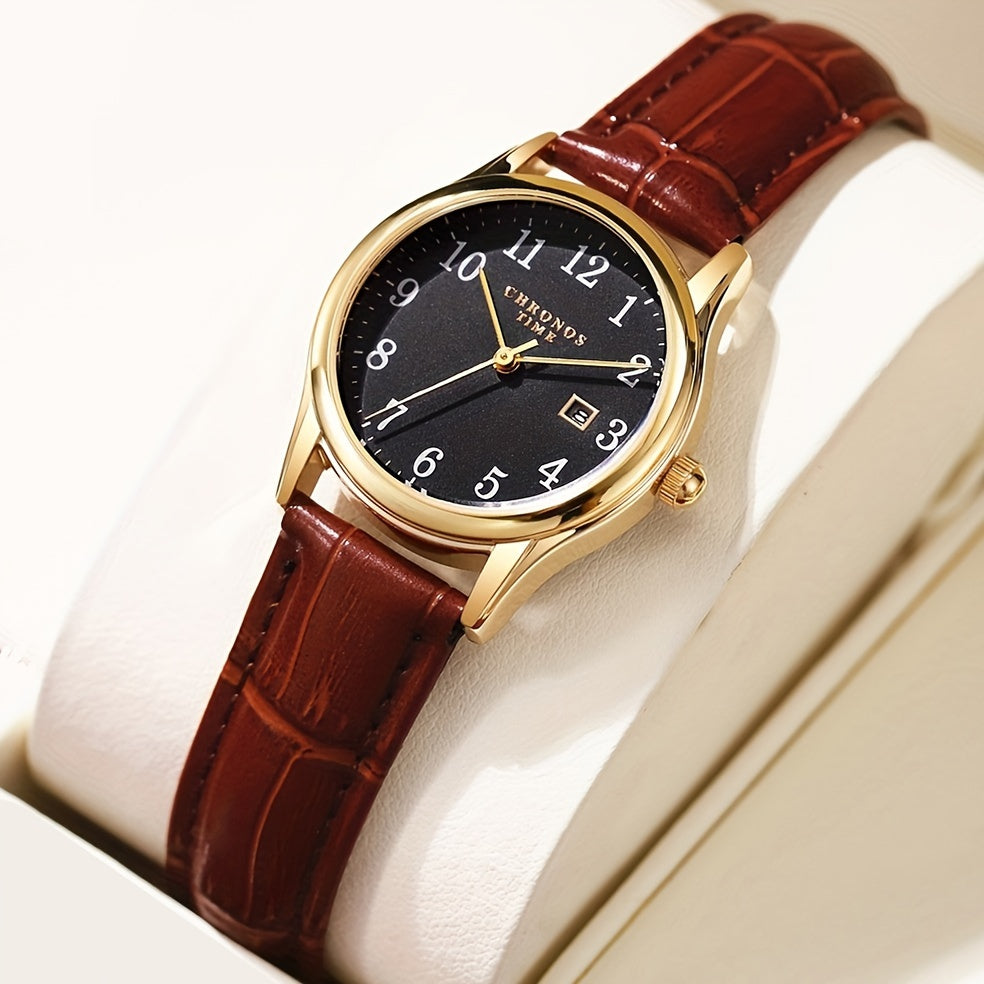 Skorter | Elegant Women’s Watch – Quartz Wristwatch with Faux Leather Strap | Perfect Gift for Her
