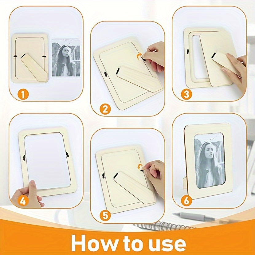 Skorter | 10 pcs Picture Frame - Wood DIY Handmade Picture Frames 15.24 cm - For Living Room, Office, Valentine's Day, New Year and Easter Gift