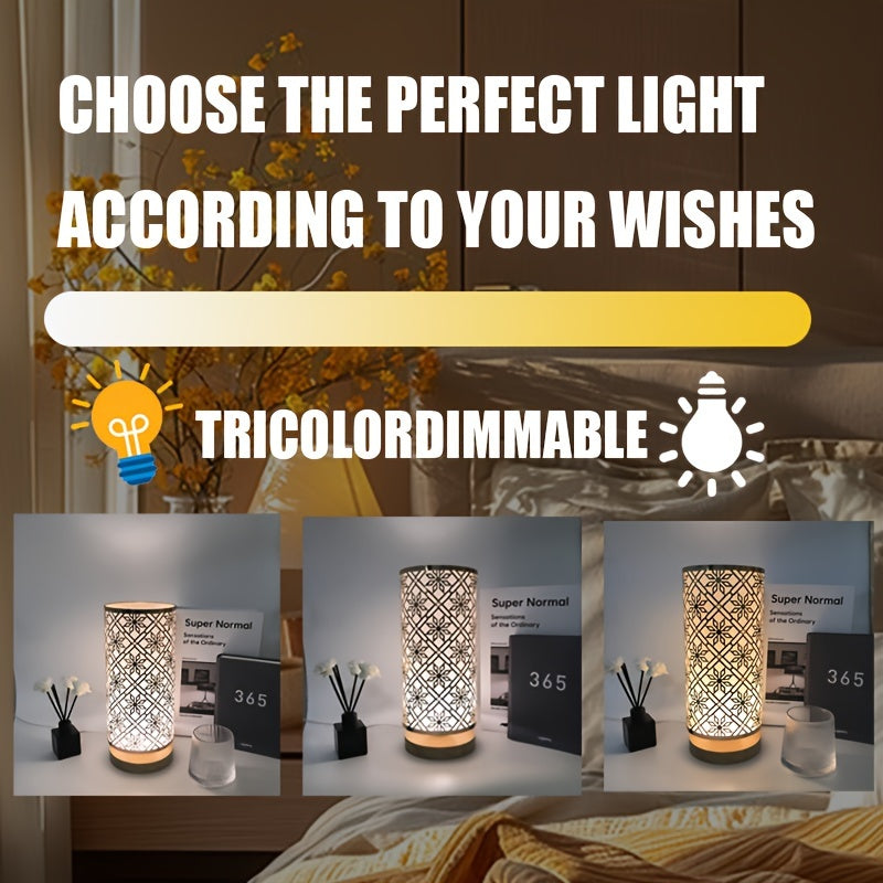 Skorter | LumiPattern - Modern USB-powered Table Lamp, Adjustable Brightness, Metal Frame and Plasticized Shade