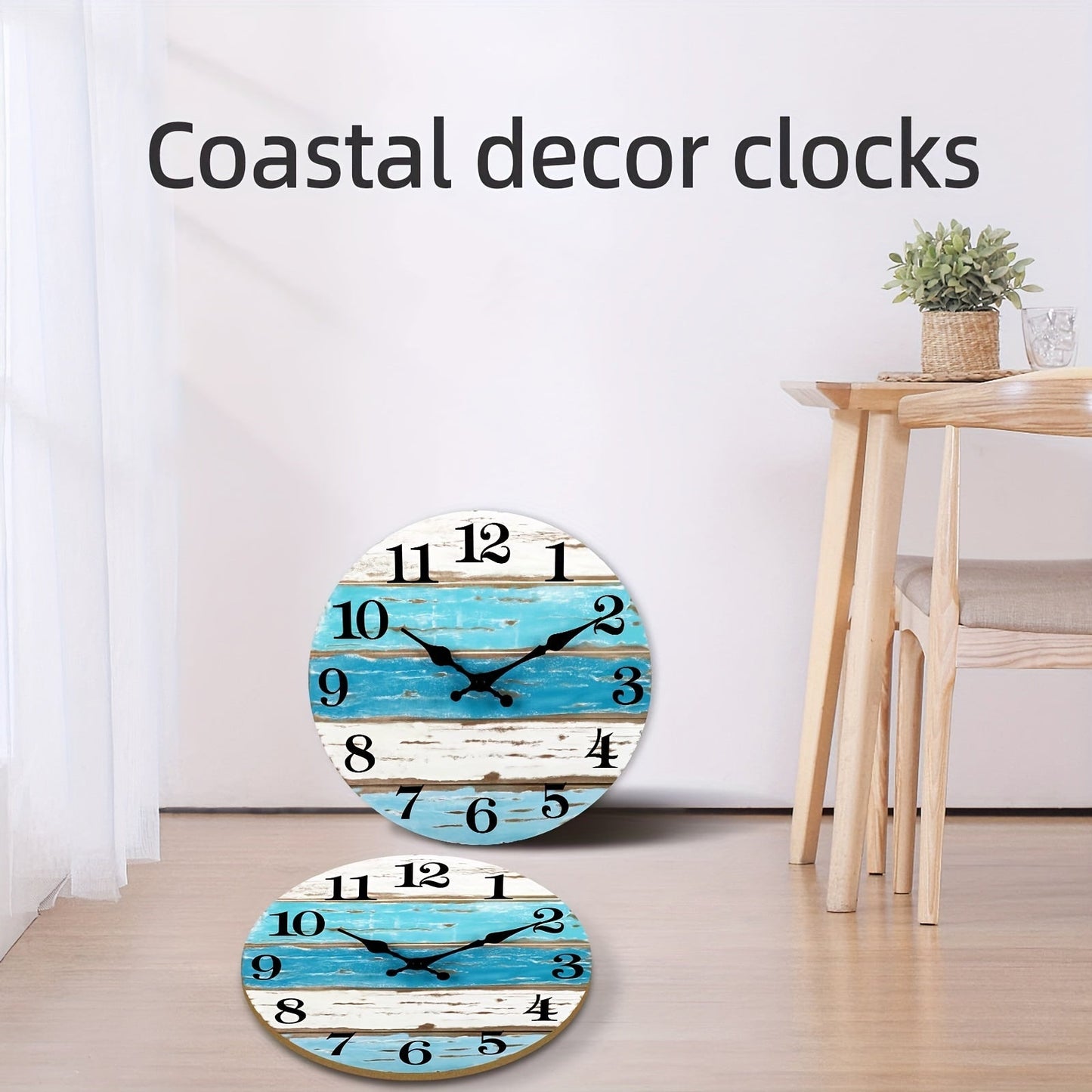 Skorter | Nautical Wall Clock - Silent Round Clock, Blue Theme for Outdoor and Indoor