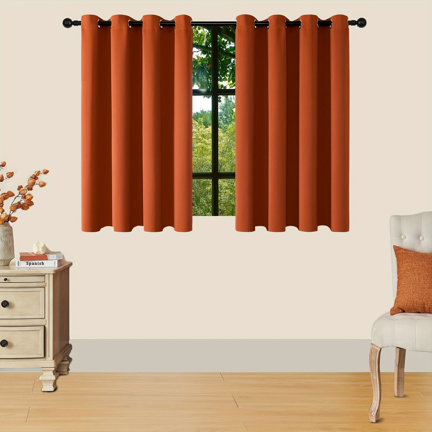 Skorter | Blackout Curtains - 2 Pieces Modern Polyester Curtains with Thermal Insulation and Rings