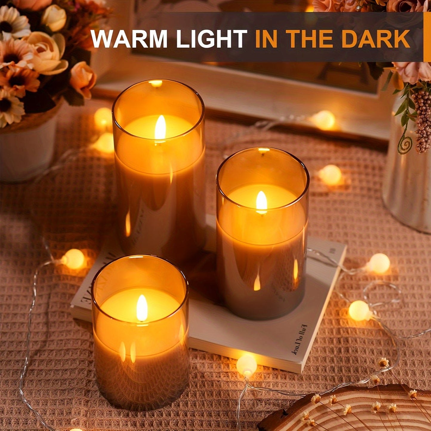 Skorter | Elegant Gray LED Candle Holders with Remote Control - For Weddings, Birthdays & Christmas Decoration