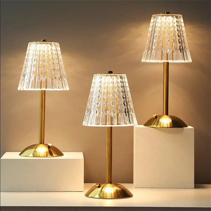 Skorter | Golden Crystal Table Lamp - Elegant Touch Controlled LED Lighting