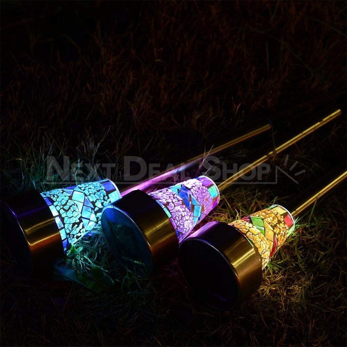 Skorter | 3-pack - Solar-powered mosaic garden path light