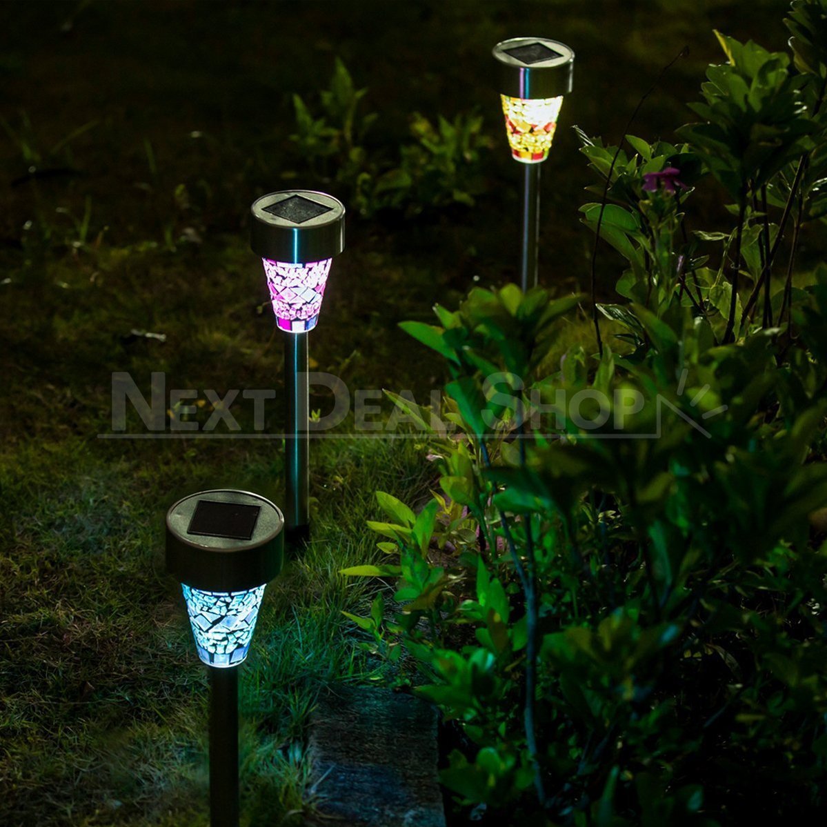 Skorter | 3-pack - Solar-powered mosaic garden path light
