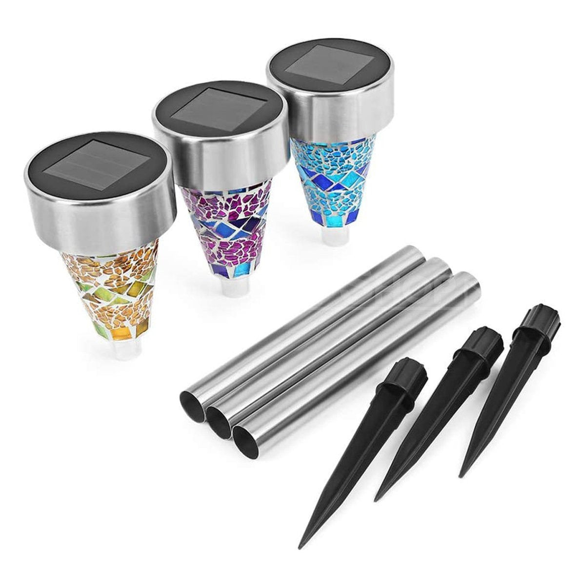 Skorter | 3-pack - Solar-powered mosaic garden path light