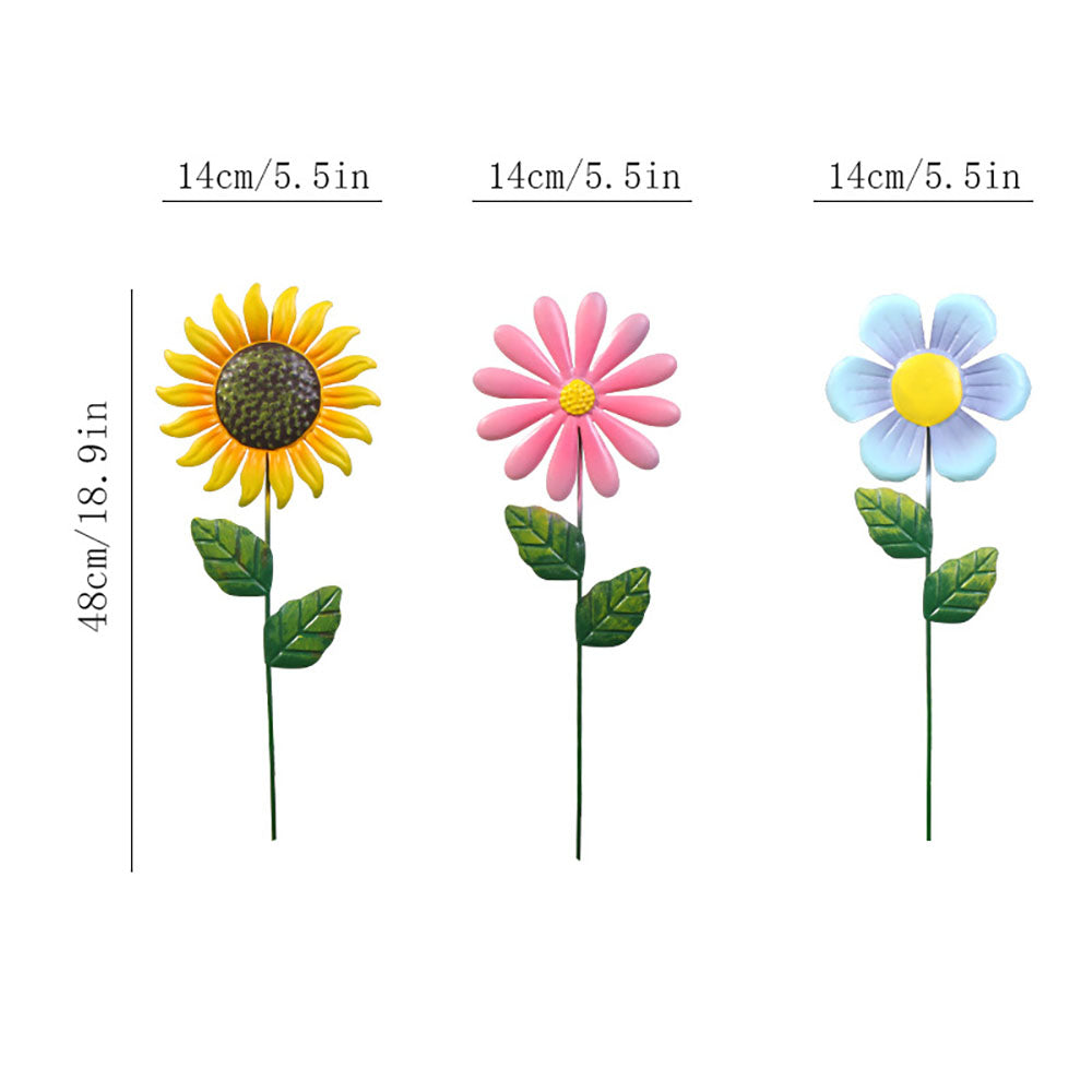 Skorter | 3 Pcs - Metal Flower Garden Stake