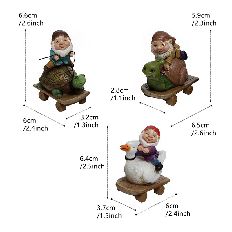Skorter | 3 Pcs - Skateboarding Gnome Figur
