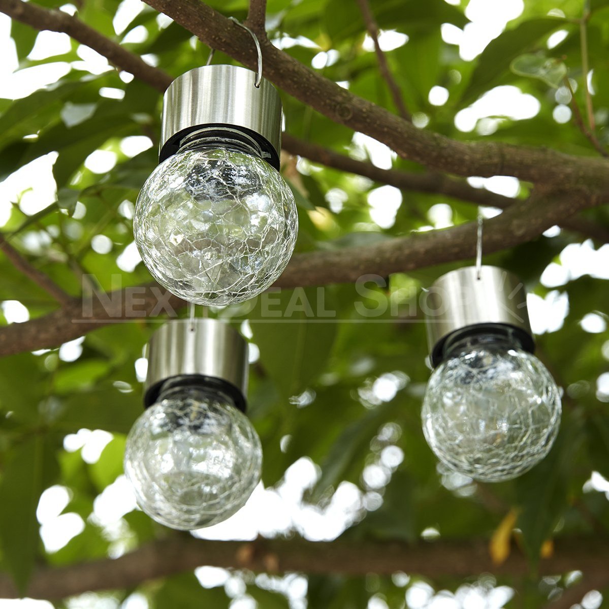 Skorter | 3 Pcs Solar Powered Crushed Glass Light Bulb Set