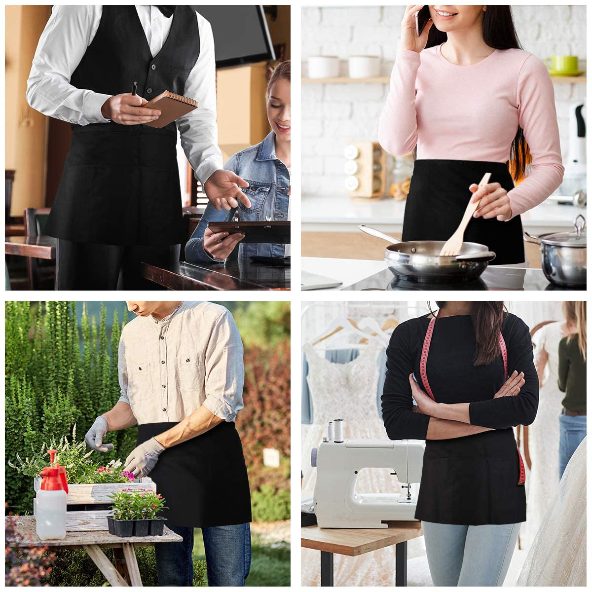 Skorter | 3-Pack: Syntus Serving Aprons with 3 Pockets
