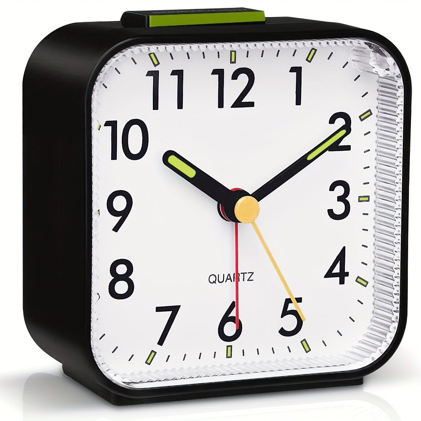 Skorter | TimeRest - Classic Square Travel Alarm Clock with Snooze and Glowing Hands