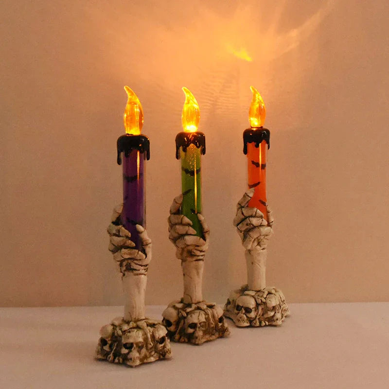 Skorter | Halloween Ghost Hand Electronic Skeleton Candle Halloween Party Bar Props Decoration Glitter Lamp