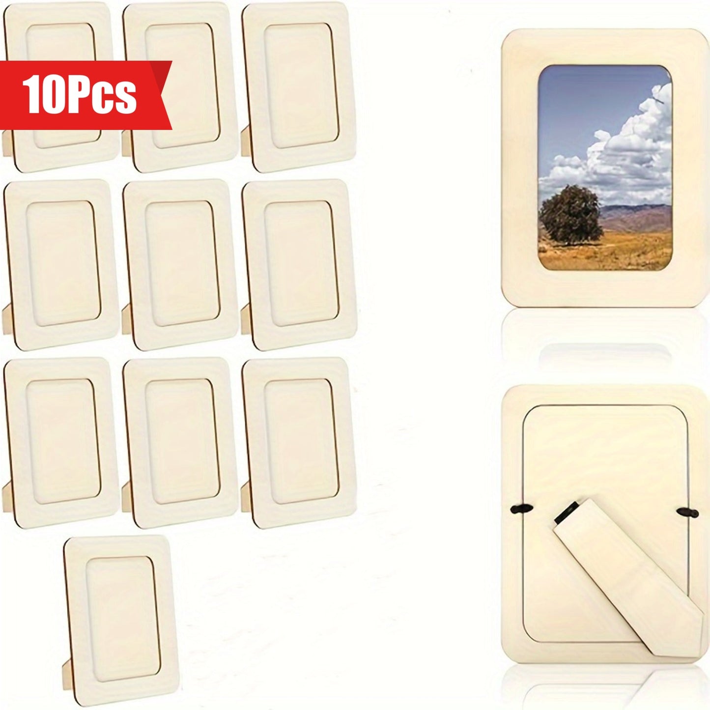 Skorter | 10 pcs Picture Frame - Wood DIY Handmade Picture Frames 15.24 cm - For Living Room, Office, Valentine's Day, New Year and Easter Gift