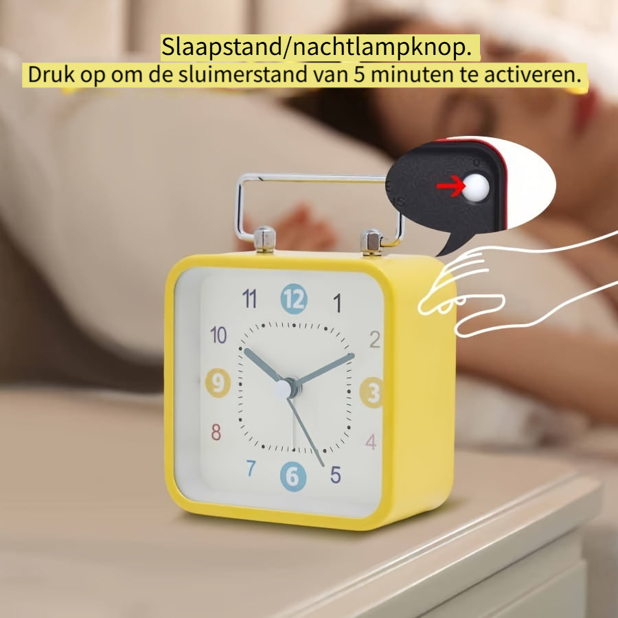 Skorter | TimeCube - Square Metal Alarm Clock with Night Light and Snooze