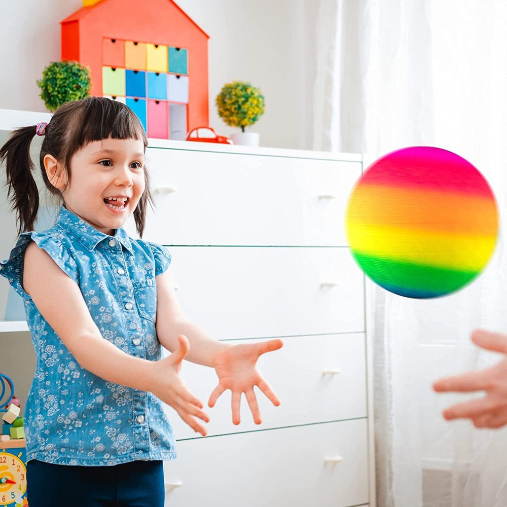 Skørter | Play Balls Kickballs 8.5 Inches, Rainbow Play Ball Set for Kids and Adults, Dodgeball Kick Balls Handballs for Indoor & Outdoor Playground Games with Hand Pump (4 Pack)