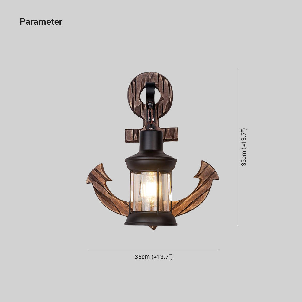 Skorter | Austin Vintage LED Wall Lamp - Anchor, Dining/Living Room, Metal/Wood