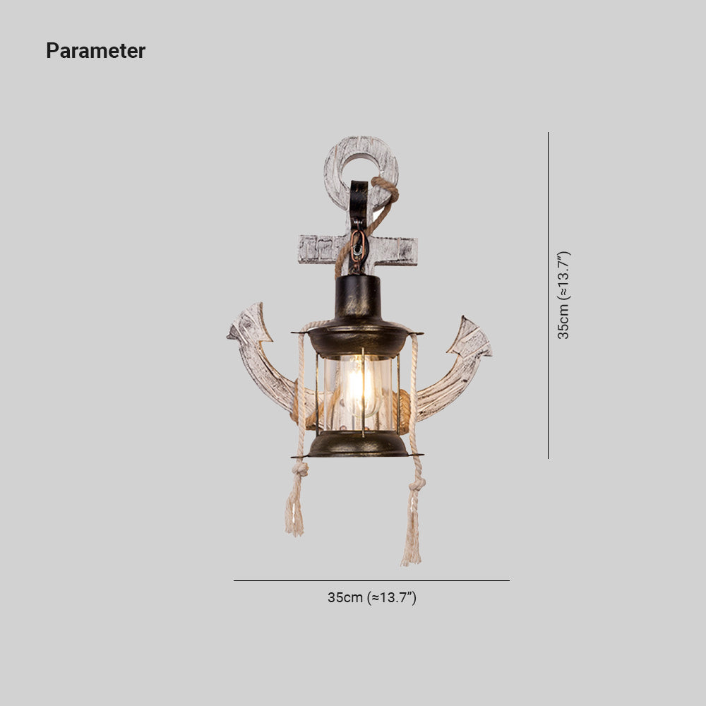 Skorter | Austin Vintage LED Wall Lamp - Anchor, Dining/Living Room, Metal/Wood