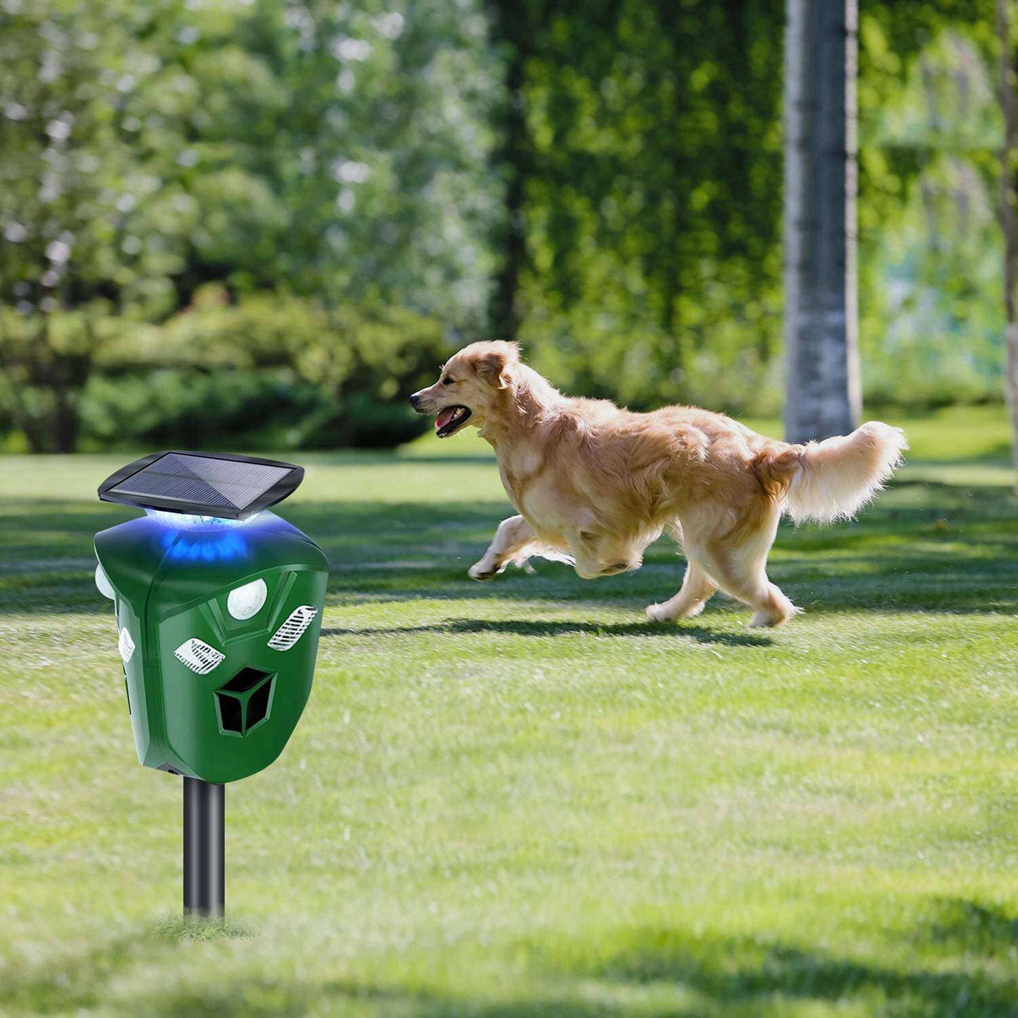 Skorter | 360° Electric Solar Powered Ultrasonic Repeller with Motion Sensor LED Flashlight