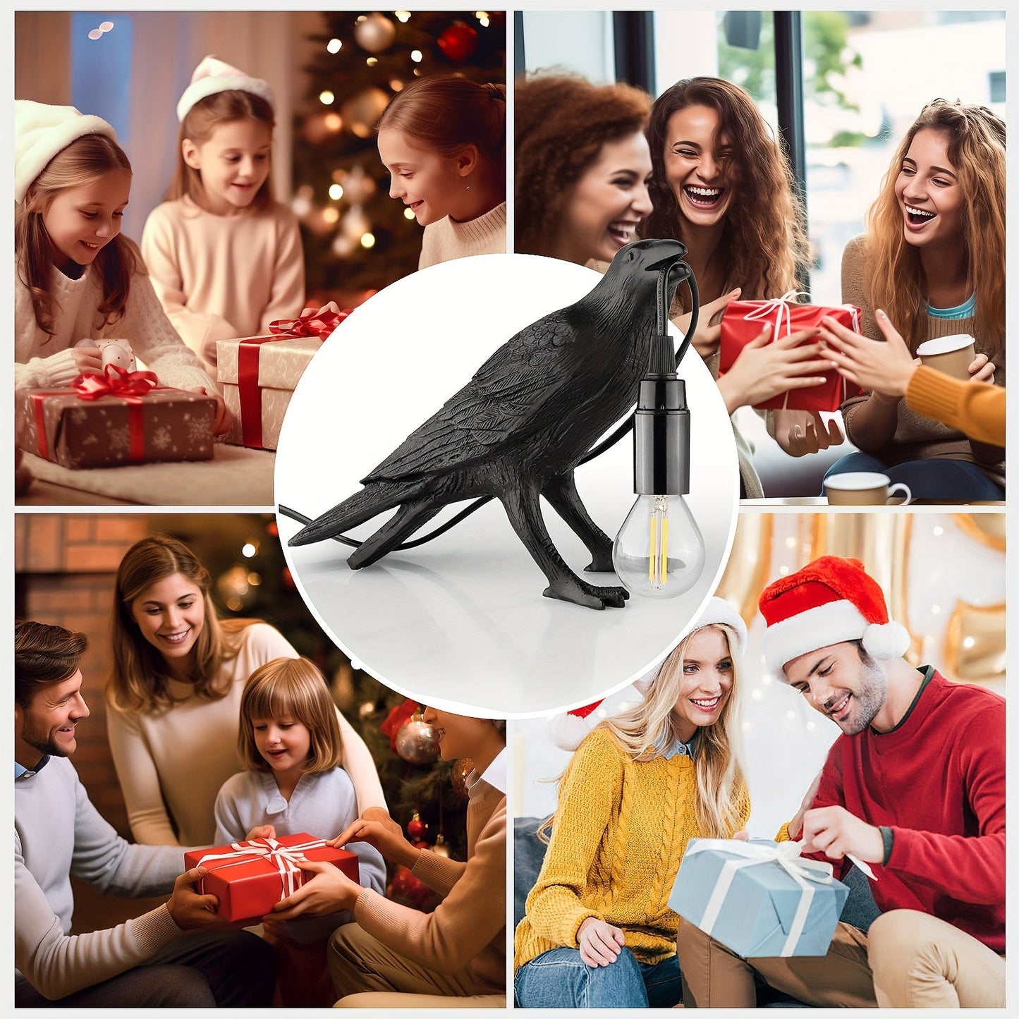 Skorter | RavenLight - Black Raven Table Lamp, USB-Powered, Harsh Lamp for Living Room and Bedroom