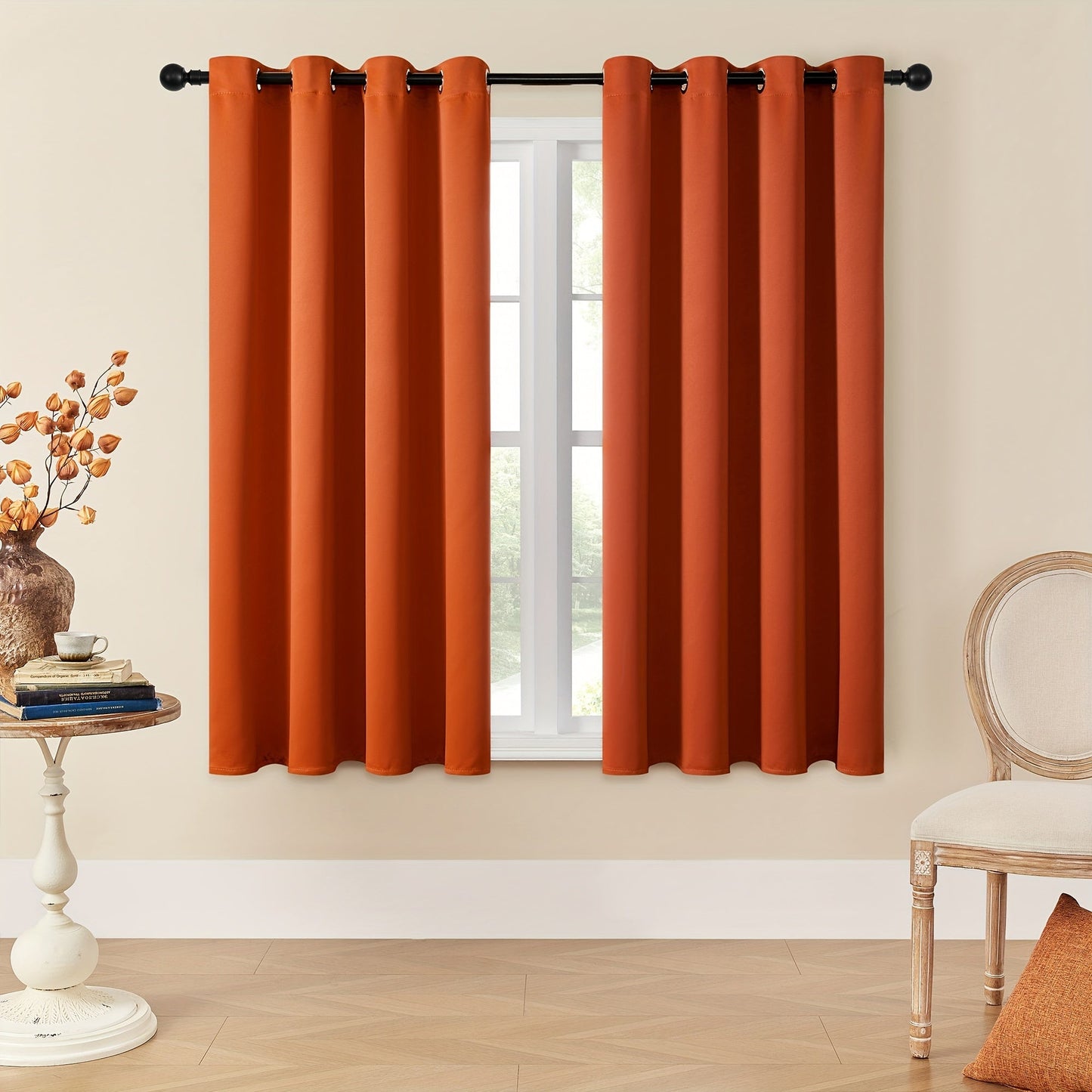 Skorter | Blackout Curtains - 2 Pieces Modern Polyester Curtains with Thermal Insulation and Rings