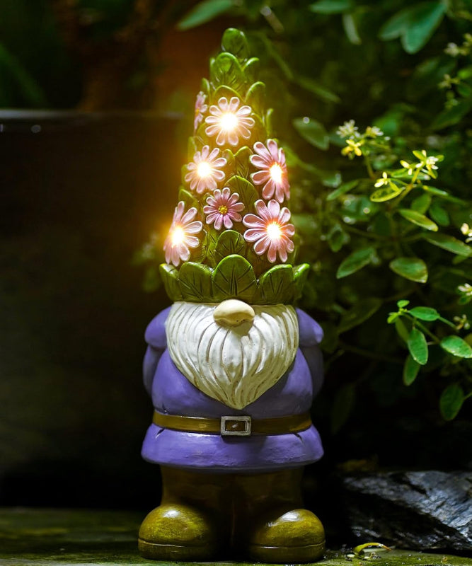 Skørter | Solgartn statue with succulents and LED lamps, outdoor garden decor