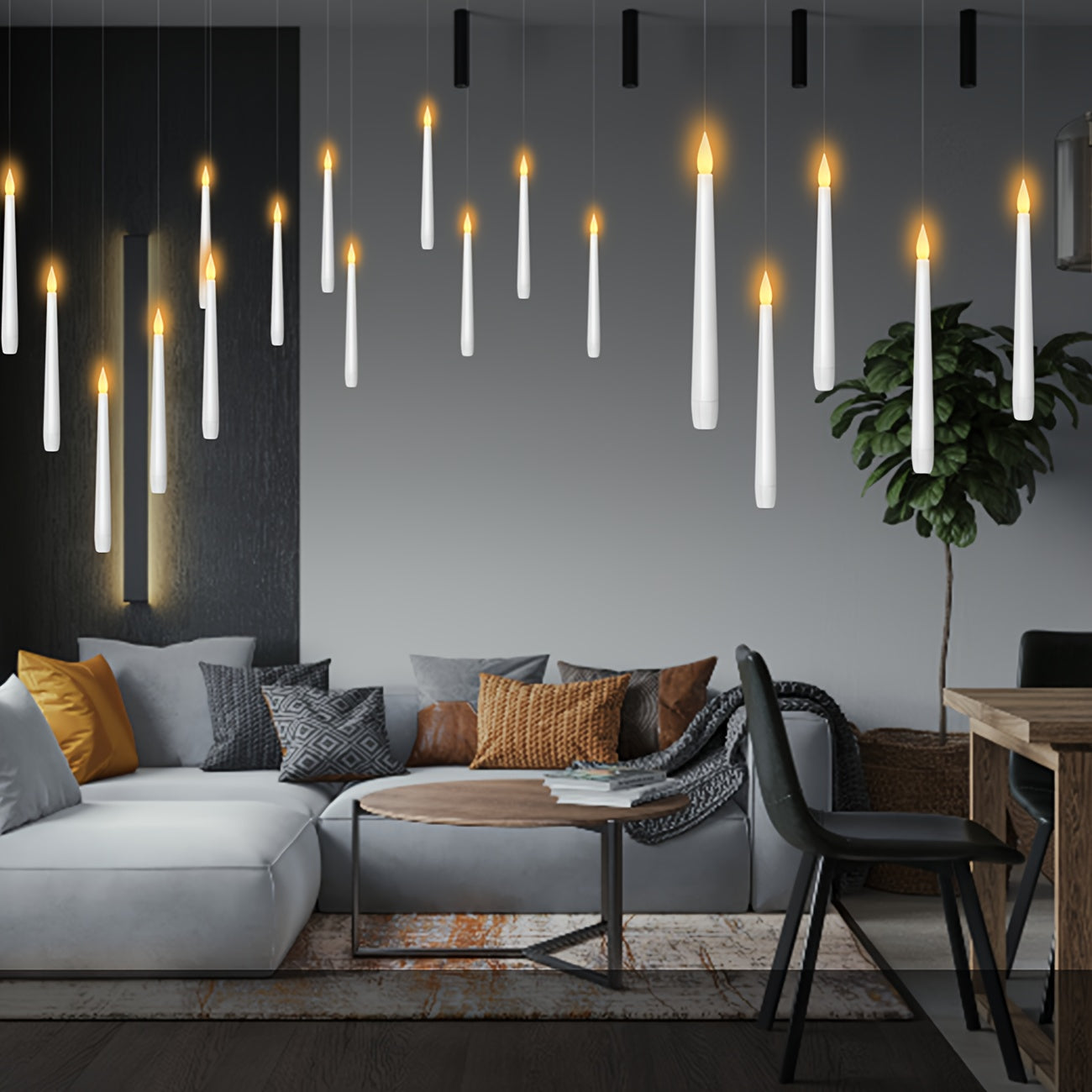Skorter | 12-Piece Set LED Floating Candles with Remote Control – Battery Operated, Perfect for Christmas, Halloween & Home Decoration