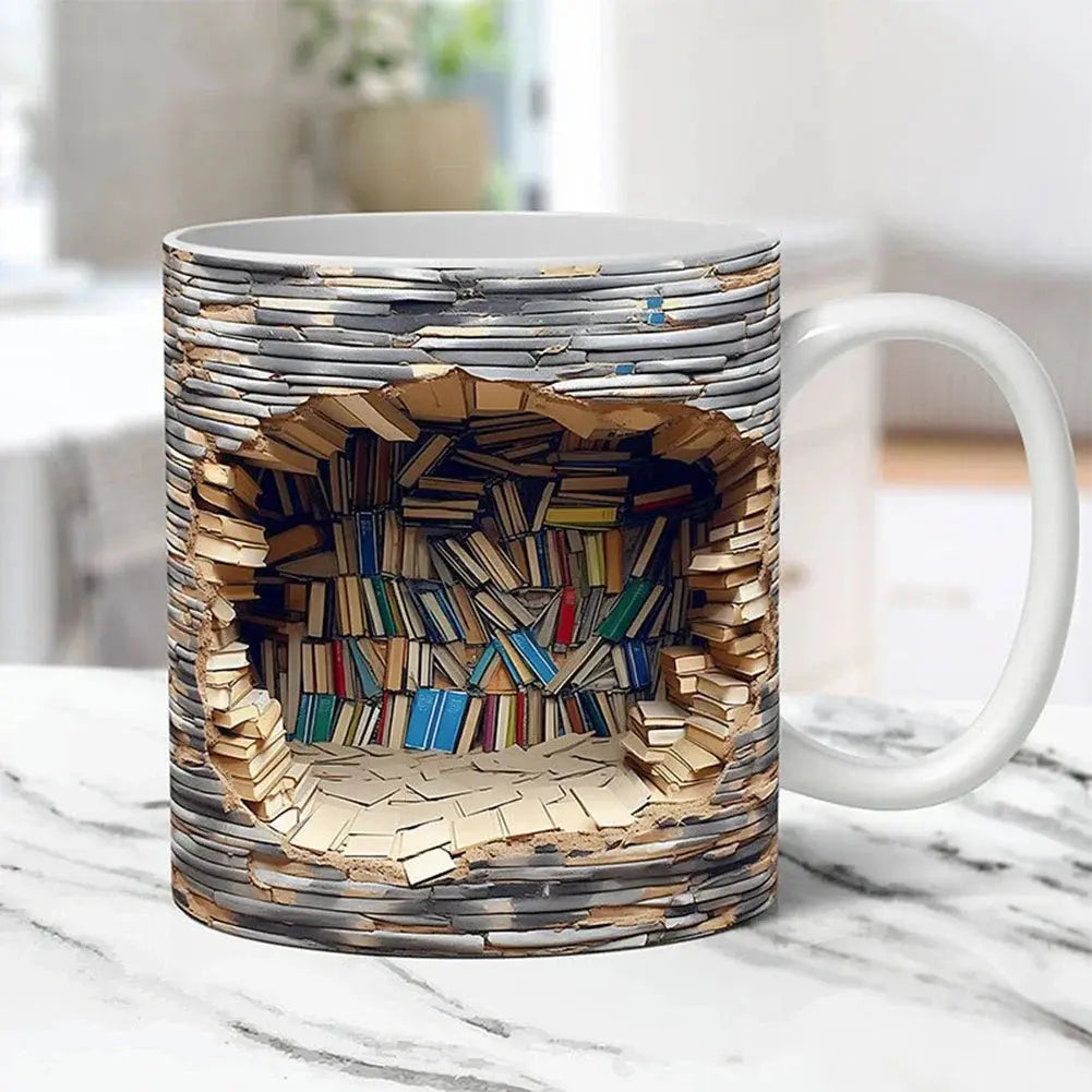 Skorter | BookShelf Mug – 3D Ceramic Coffee Mug for Book Lovers