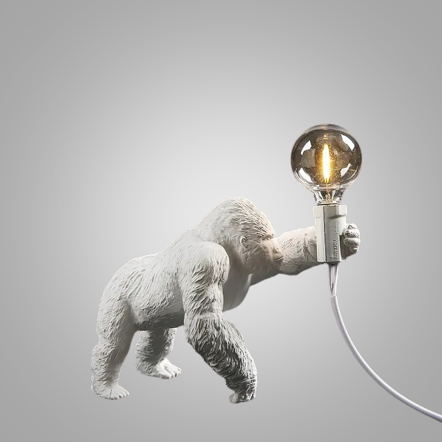 Skorter | GorillaLux - Unique Gorilla Table Lamp | Modern Animal Lamp with Warm LED Light