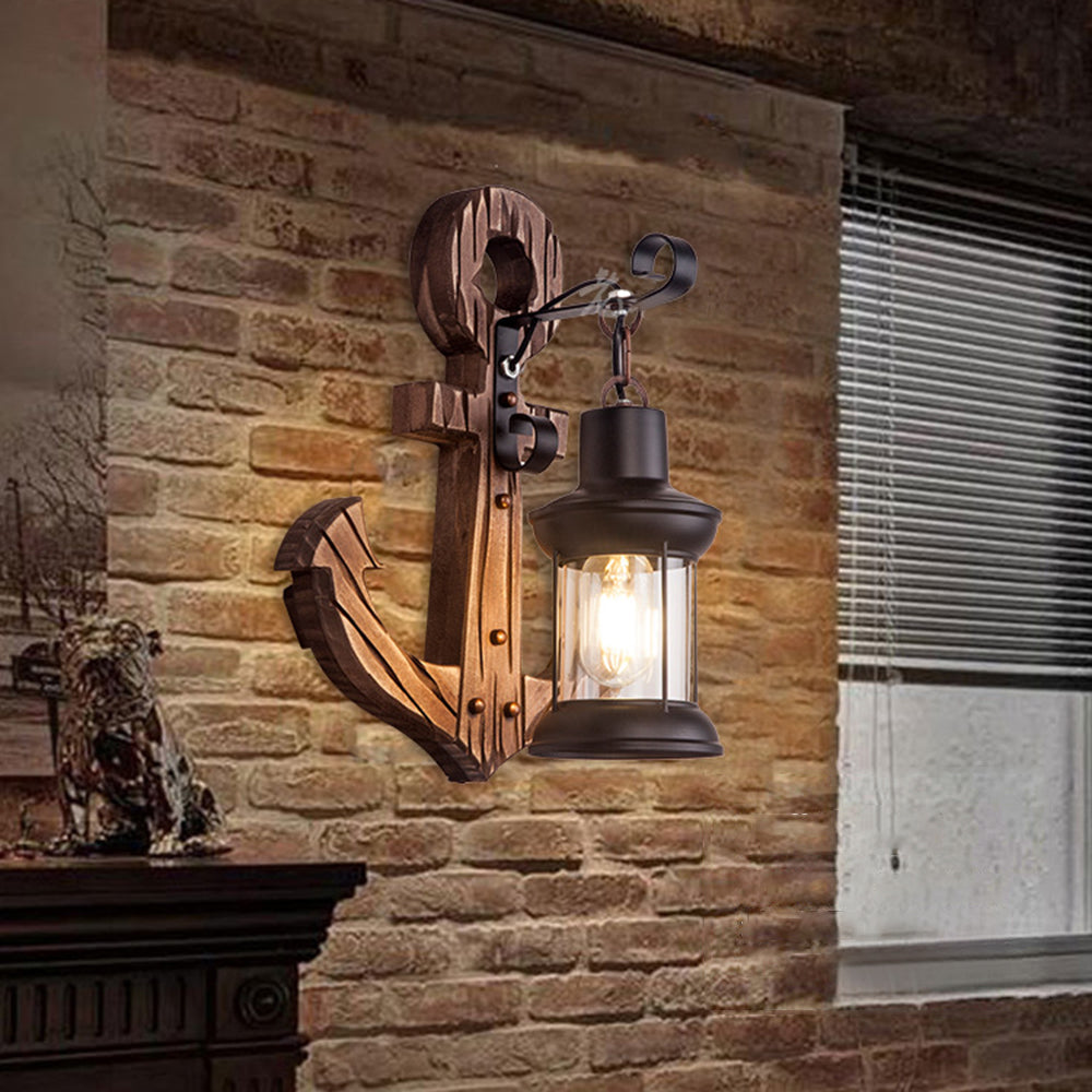 Skorter | Austin Vintage LED Wall Lamp - Anchor, Dining/Living Room, Metal/Wood