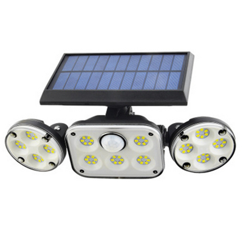 Skorter | Solar LED floodlight with motion sensor – 3-beam outdoor lighting for garden, yard, and garage