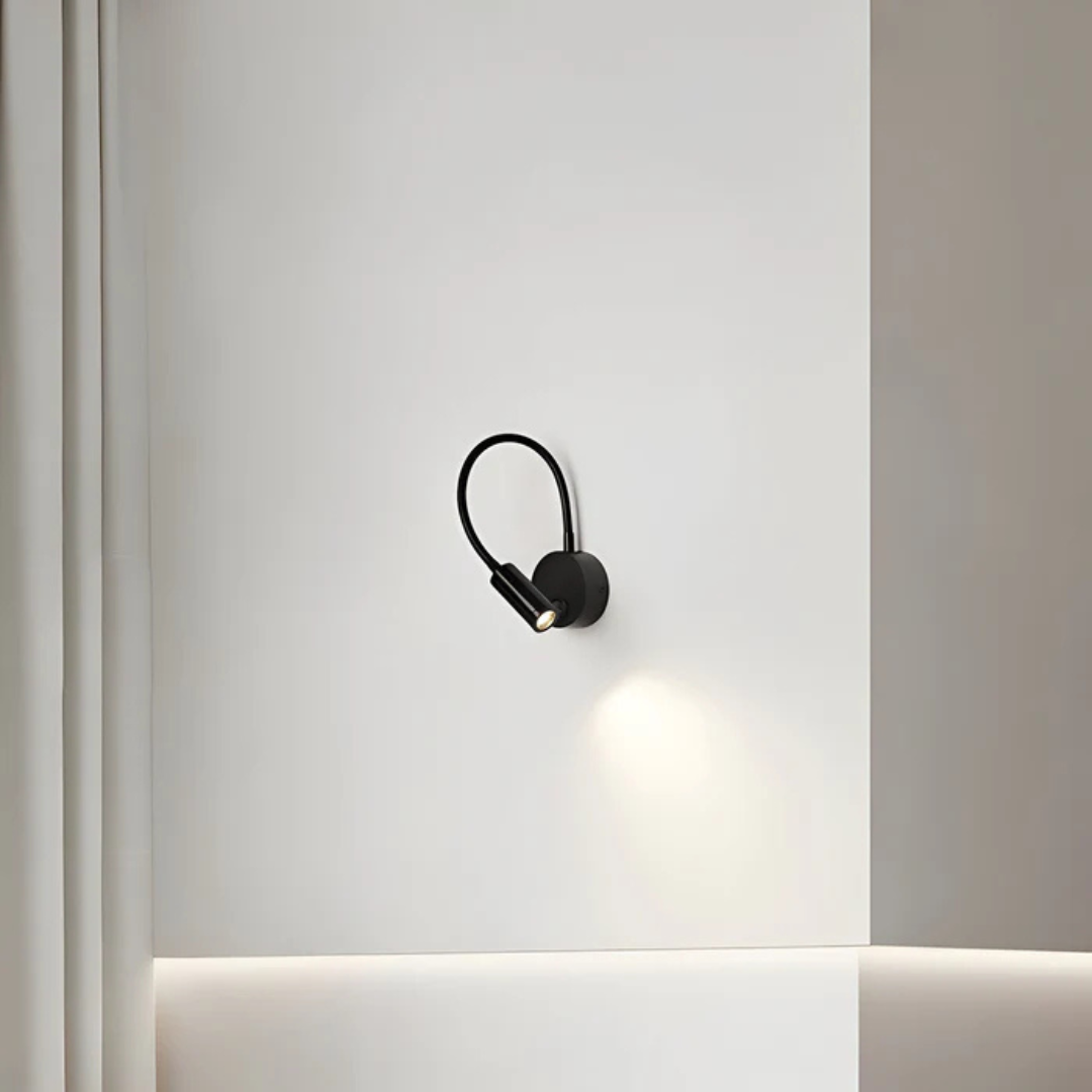 Skorter | Wireless LED Wall Light with Flexible Arm in Black