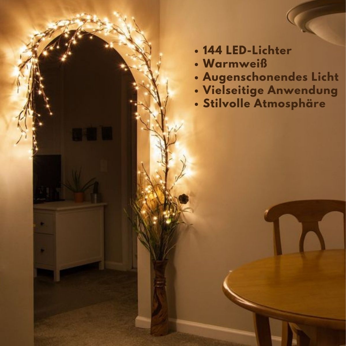 Skorter | LED Grapevine Fairy Lights - 100 LED String Lights with Green Wire for Indoor & Outdoor Decoration, Parties, and Garden Use