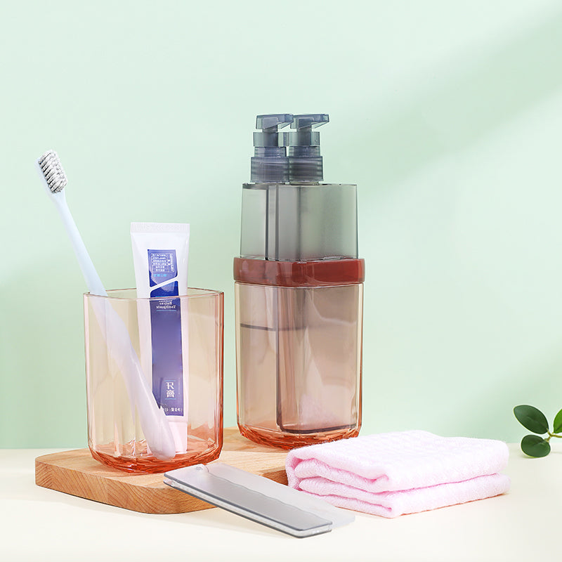 Skorter | 8-in-1 Portable Sub-Bottle, with 2 Cups, 2 Travel Bottles, Soft Toothbrush, Foldable Comb, Toothpaste & Towel