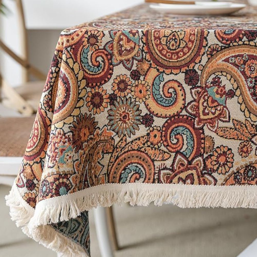 Skorter | Amber Paisley Tassel Tablecloth