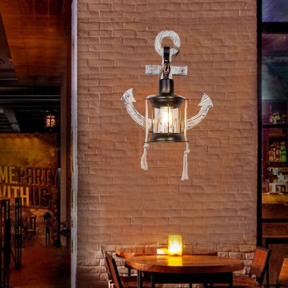 Skorter | Austin Vintage LED Wall Lamp - Anchor, Dining/Living Room, Metal/Wood