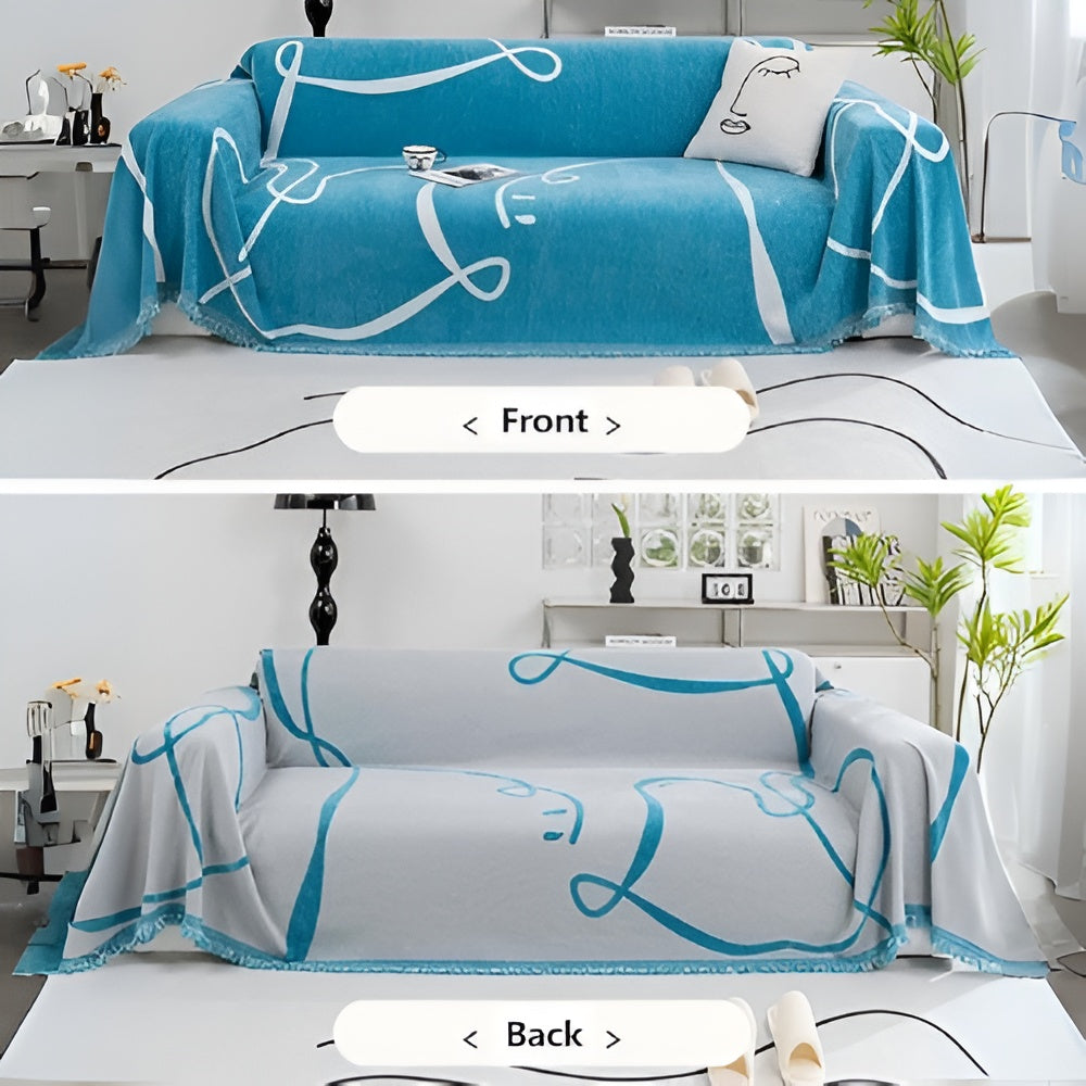 Skorter | Abstract Line Reversible Chenille Sofa Cover