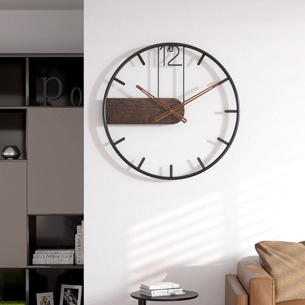 Skorter | Steel-Walnut Wall Clock | Modern Industrial Design with Walnut Wood