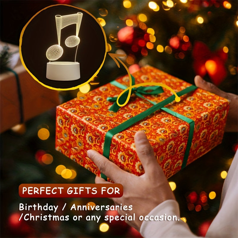 Skorter | LumiNote - Acrylic Music Note Night Light, 3D LED Frame, USB-Powered