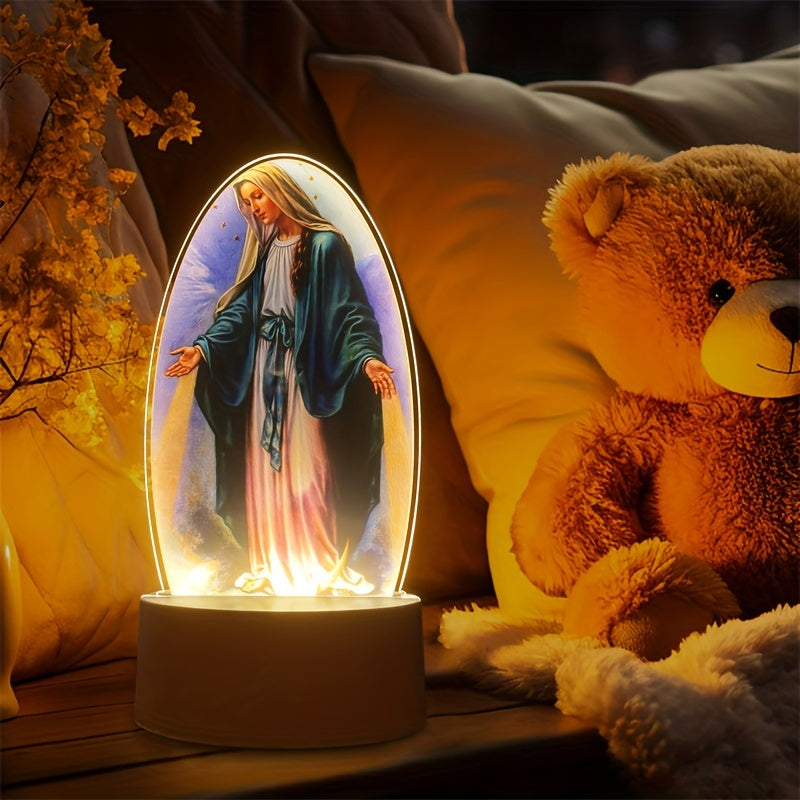 Skorter | SacredGlow - Virgin Mary Night Lamp with LED Acrylic Frame, USB Power