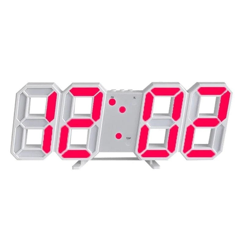 Skorter | PixelTime Clock – Modern 3D LED Digital Wall Clock with Temperature, Date & Alarm