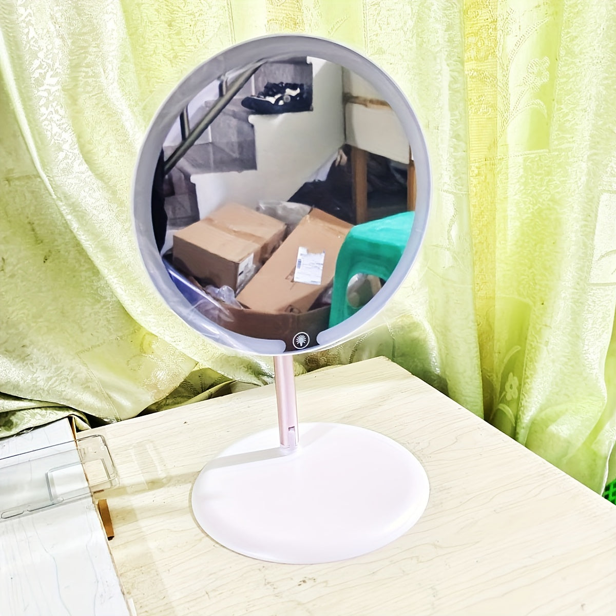 Skorter | LED Makeup Mirror with Lamp Stand – Adjustable Tricolor Lighting, Rechargeable and Portable