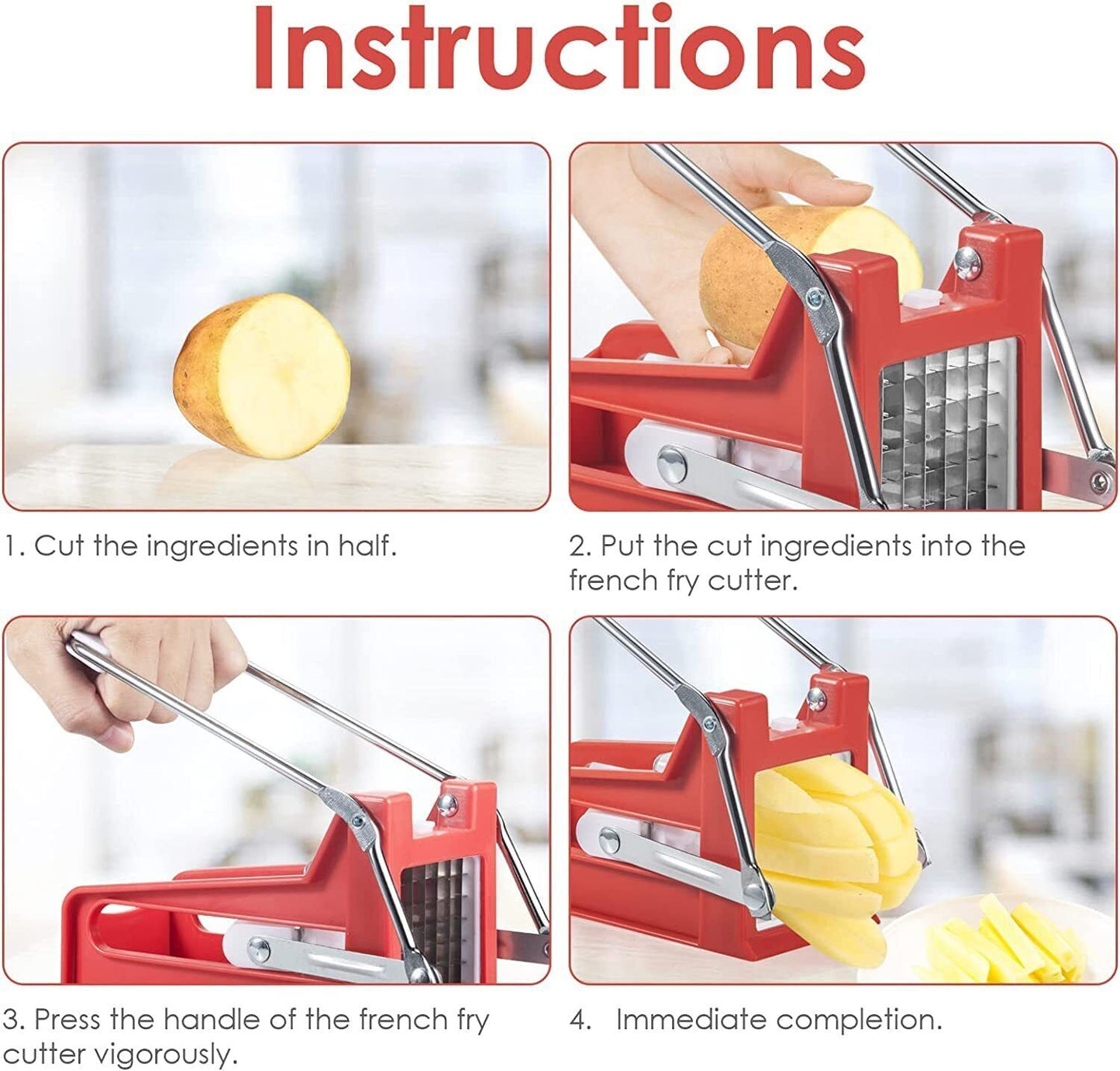 Skorter | Potato Slicer French Fries Slicer Chip Maker Cutter Chopper with 2 Blades -