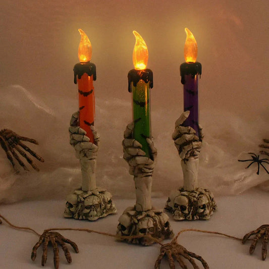 Skorter | Halloween Ghost Hand Electronic Skeleton Candle Halloween Party Bar Props Decoration Glitter Lamp
