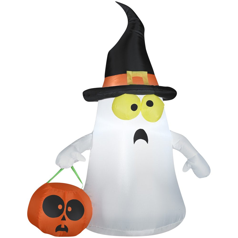 Skorter | Air-filled Inflatables 3.5FT High Halloween Inflatable Cute Ghost with Witch Hat