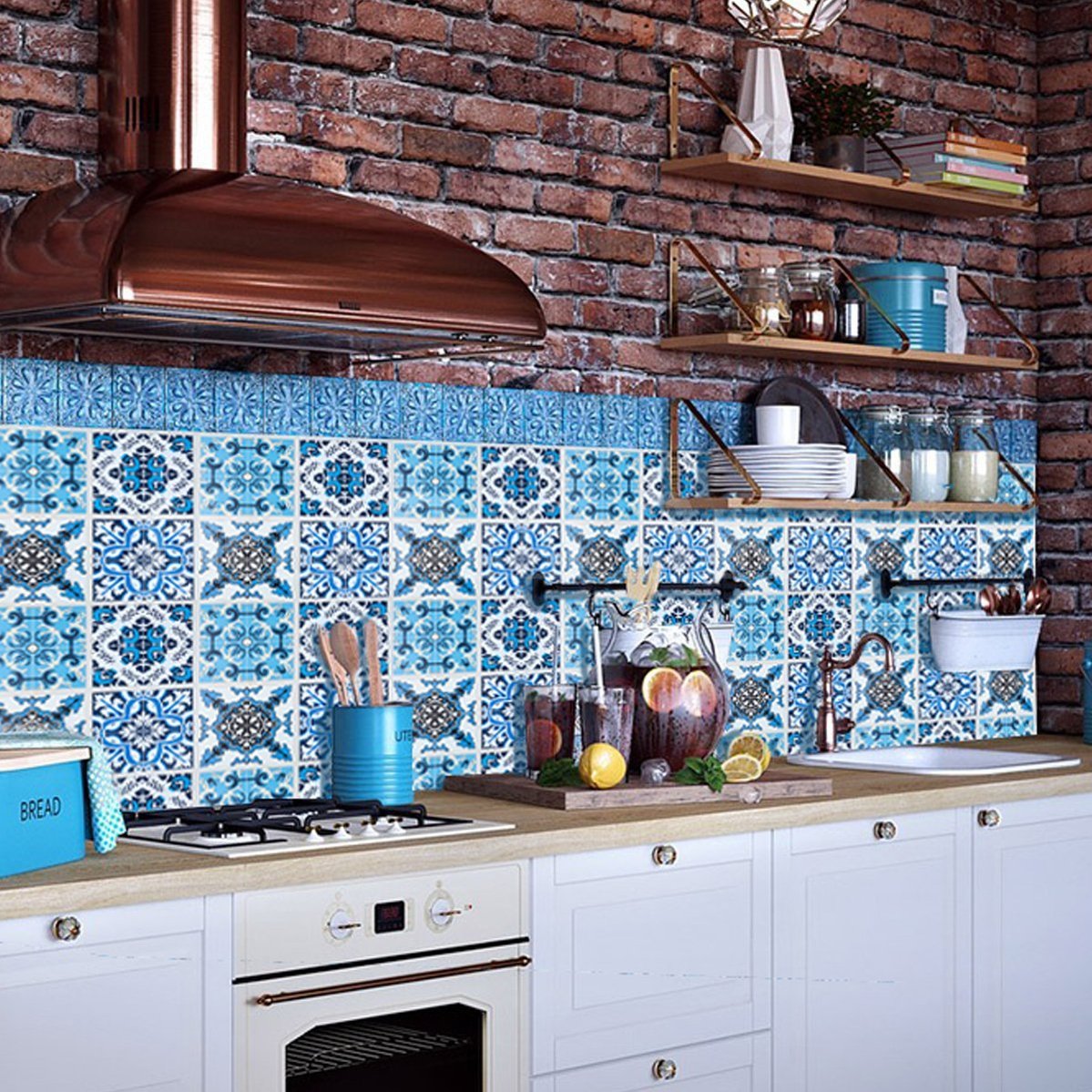 Skorter | 4 Pcs DIY Mediterranean Tile Stickers