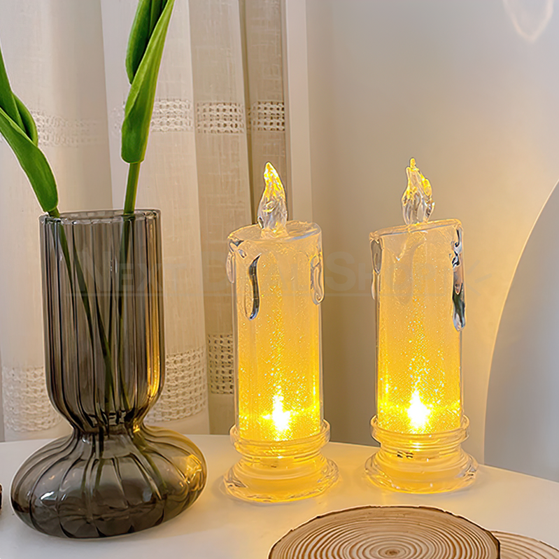 Skorter | 4 Pcs - Elegant LED Warm White Crystal Centerpiece Light
