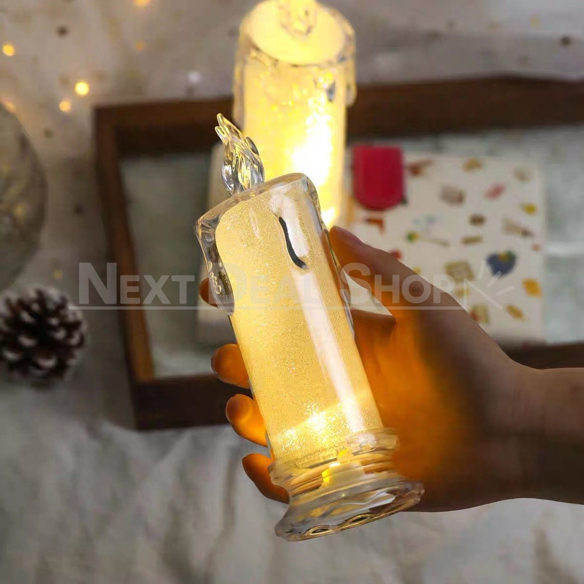 Skorter | 4 Pcs - Elegant LED Warm White Crystal Centerpiece Light