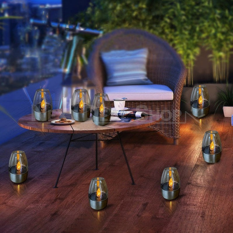 Skorter | 4 Pcs - Battery-operated stainless steel LED candles