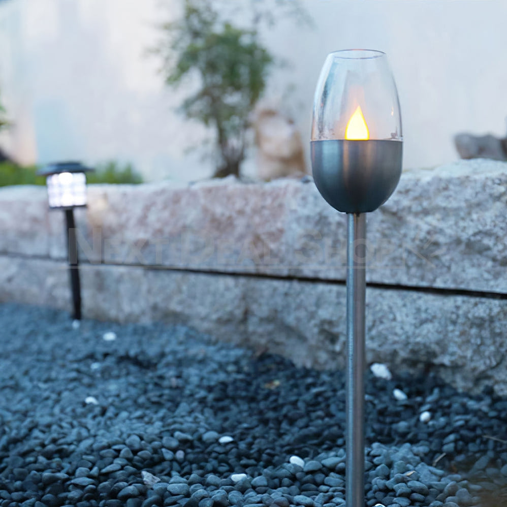 Skorter | 4 Pcs - Solar Powered Stainless Steel LED Candelabra